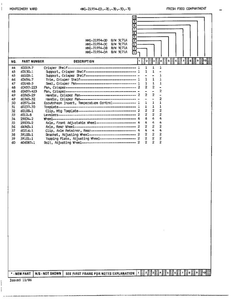 Fresh Food Compartment Page 3 Diagram and Parts List for 21954A  Admiral Refrigerator