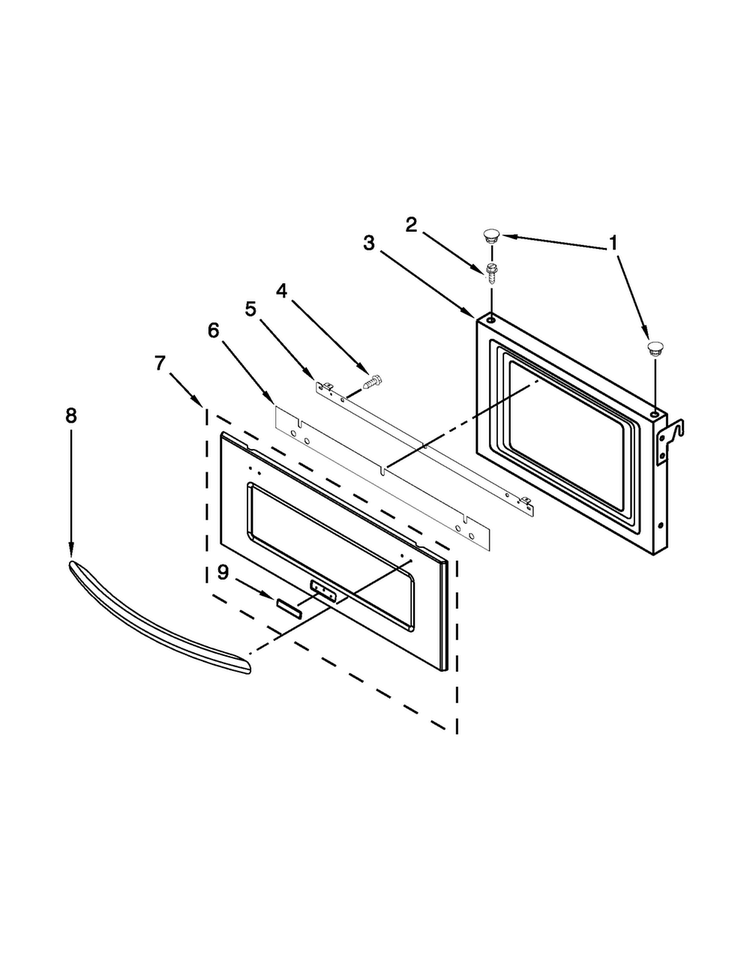 Microwave Door Parts Diagram and Parts List for JMW2430WR00  Jenn-Air Microwave