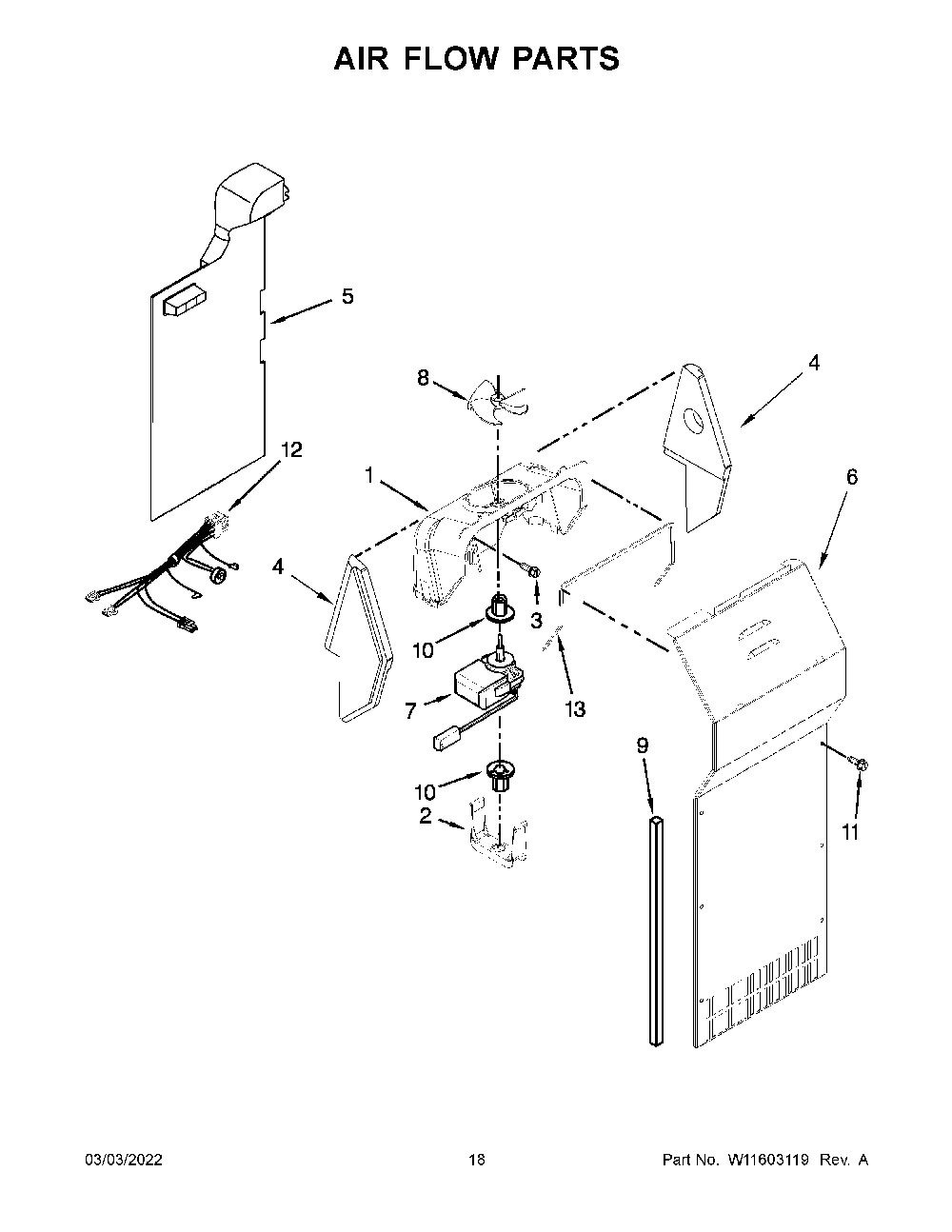 Air Flow Parts Diagram and Parts List for 10651332716  Kenmore Refrigerator