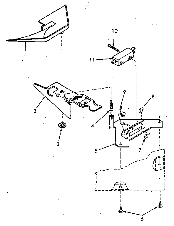 Loading Door Switch And Bracket Assembly Diagram and Parts List for NA4621W33721  Speed Queen Washer