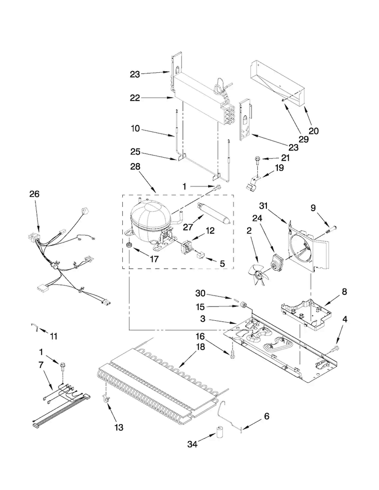 Unit Parts Diagram and Parts List for AFD2535DEW10  Amana Refrigerator