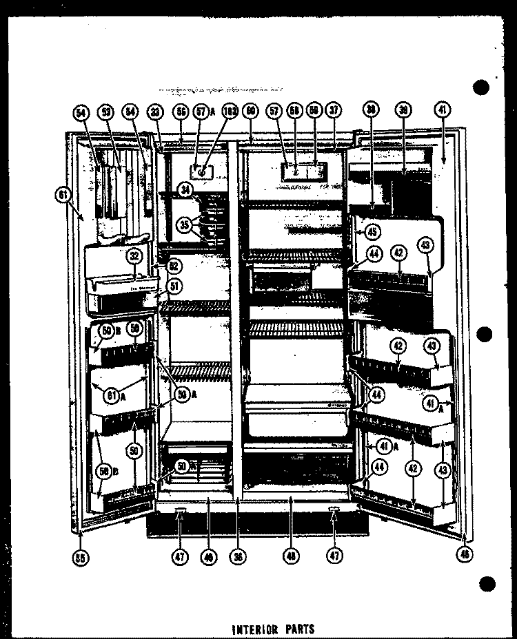 INTERIOR PARTS Diagram and Parts List for SRI22D  Amana Refrigerator