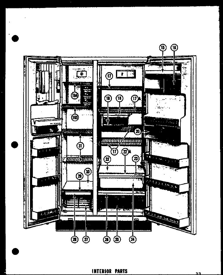 INTERIOR PARTS Diagram and Parts List for SRI22D  Amana Refrigerator