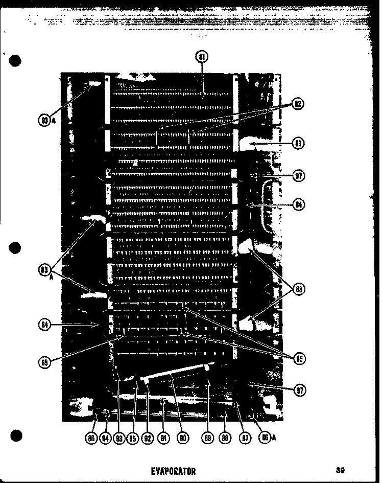 EVAP Diagram and Parts List for SRI22D  Amana Refrigerator