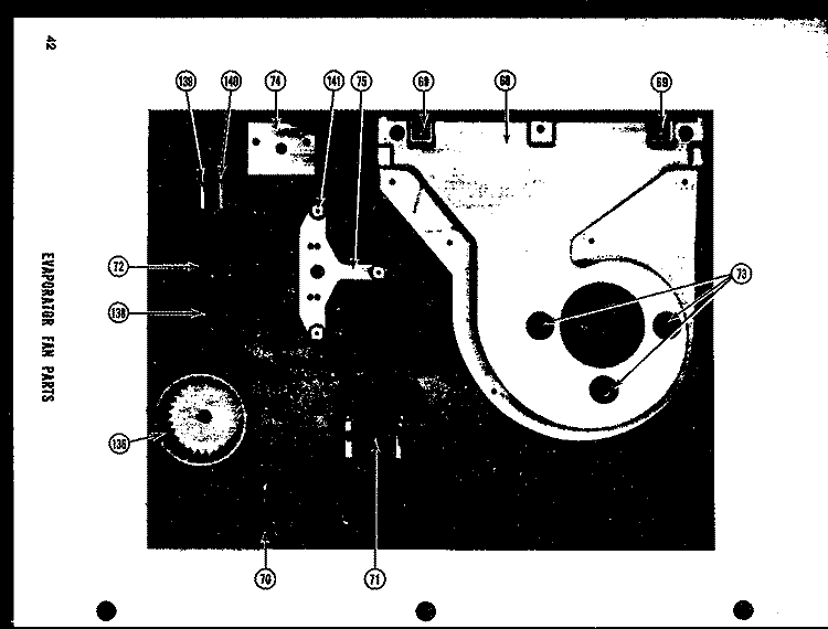 EVAP FAN PARTS Diagram and Parts List for SRI22D  Amana Refrigerator