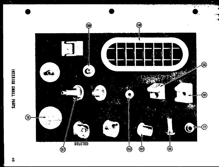 INTERIOR SMALL PARTS Diagram and Parts List for SRI22D  Amana Refrigerator