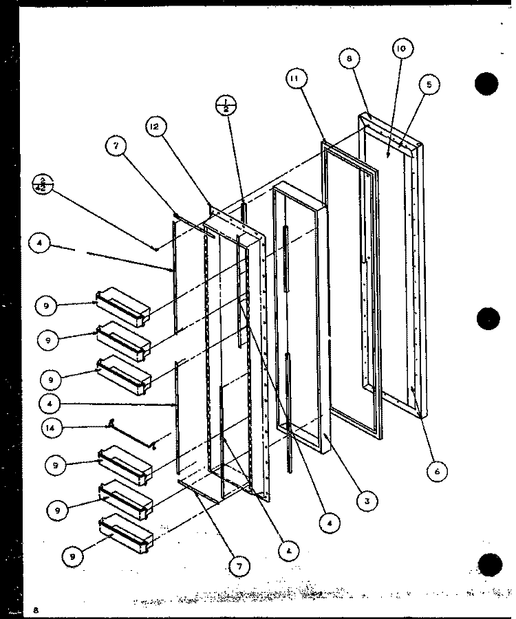 FZ DOOR Diagram and Parts List for SC19J P1116601W Amana Refrigerator