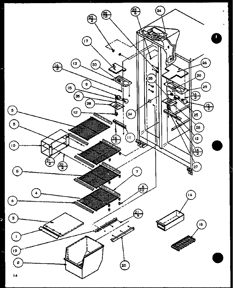 FZ SHELVING AND REF LIGHT Diagram and Parts List for SC19J P1116601W Amana Refrigerator