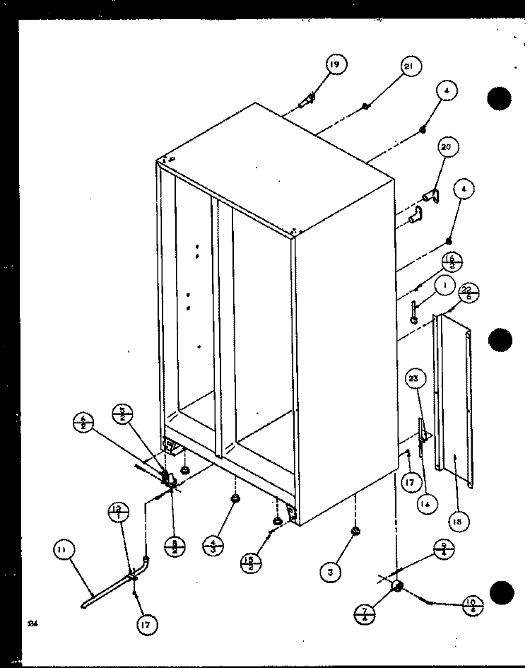 ROLLERS AND BACK UNIT Diagram and Parts List for SC19J P1116601W Amana Refrigerator