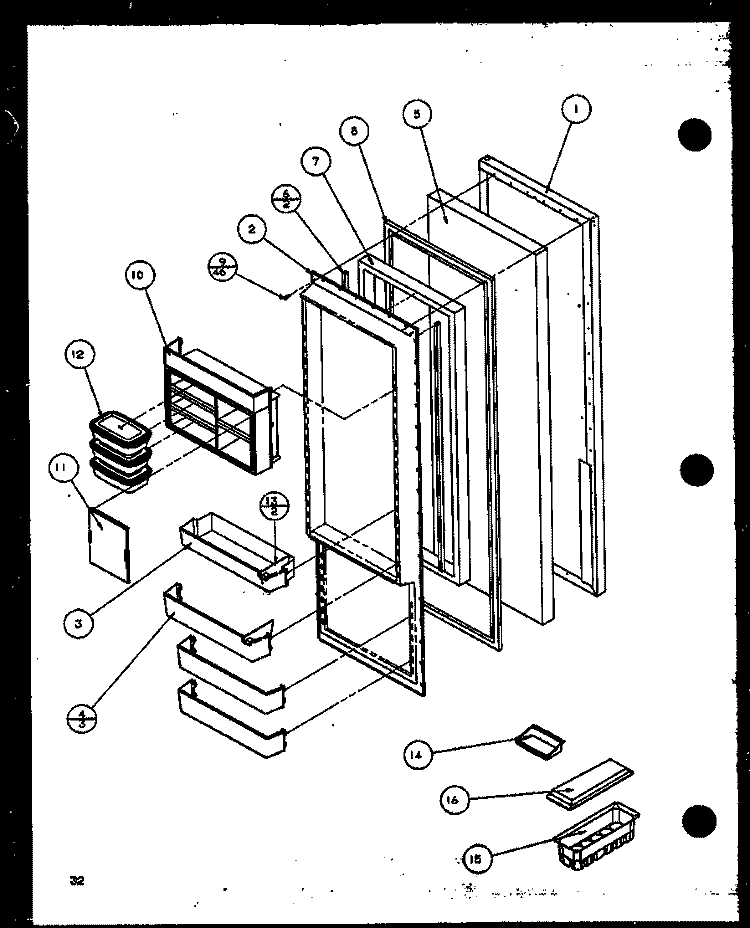 REF DOOR Diagram and Parts List for SC22J P1116002W Amana Refrigerator