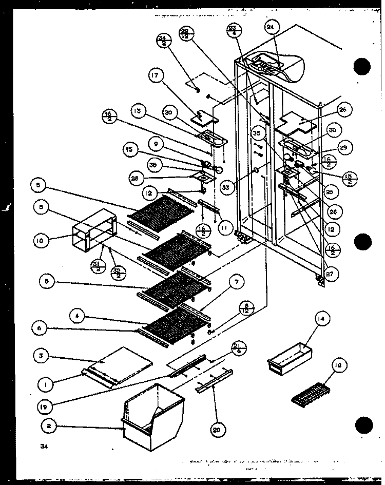 FZ SHELVING AND REF LIGHT Diagram and Parts List for SC22J P1116002W Amana Refrigerator