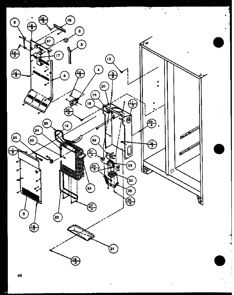 EVAP AND IAR HANDLING Diagram and Parts List for SC22J P1116002W Amana Refrigerator