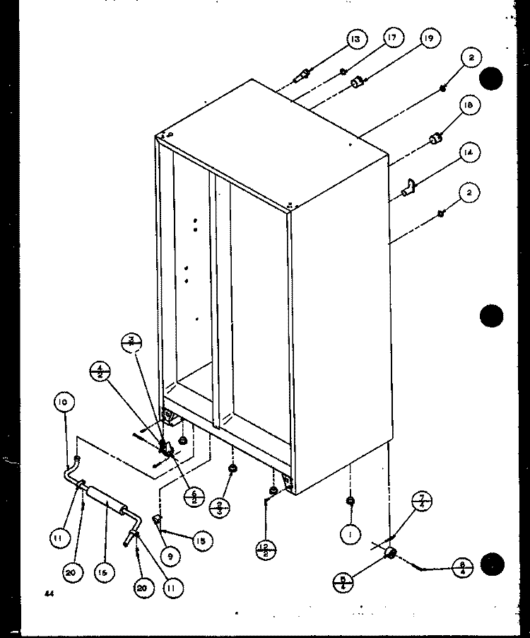 ROLLERS AND BACK UNIT Diagram and Parts List for SC22J P1116002W Amana Refrigerator