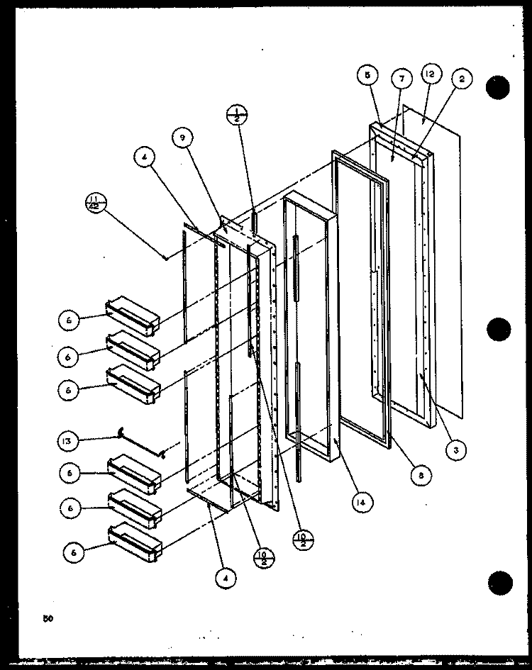 FZ DOOR Diagram and Parts List for SC25J P1116201W Amana Refrigerator