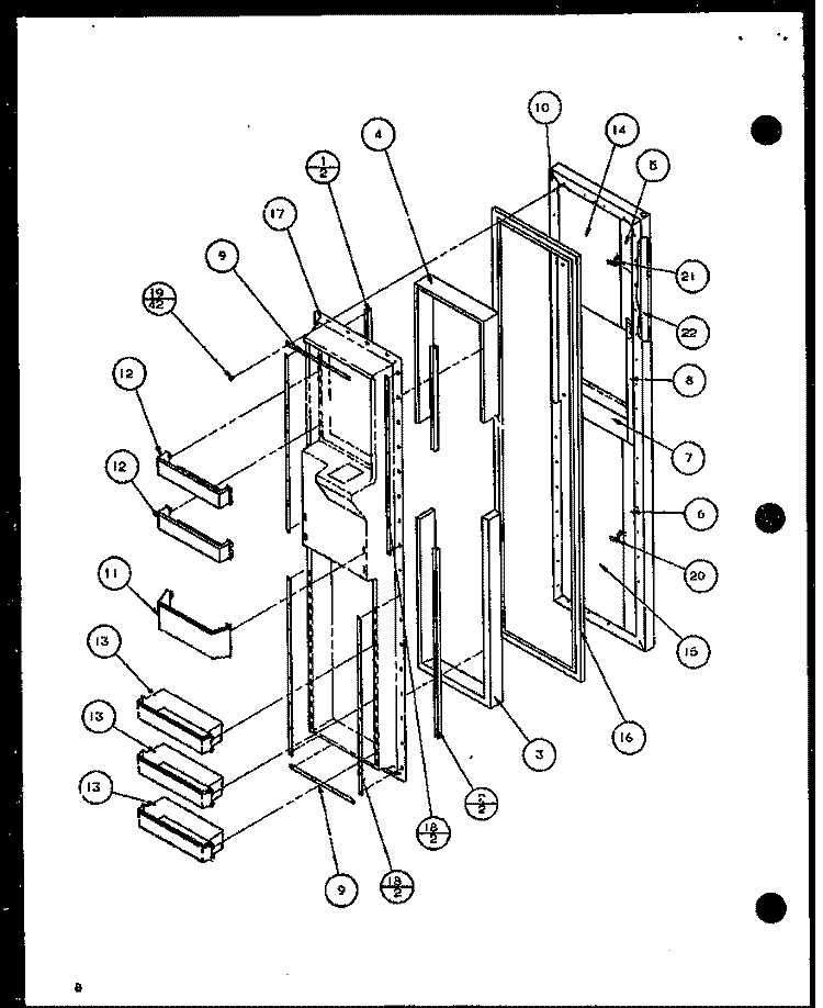 FZ DOOR Diagram and Parts List for 36561 P1108502W Litton Refrigerator