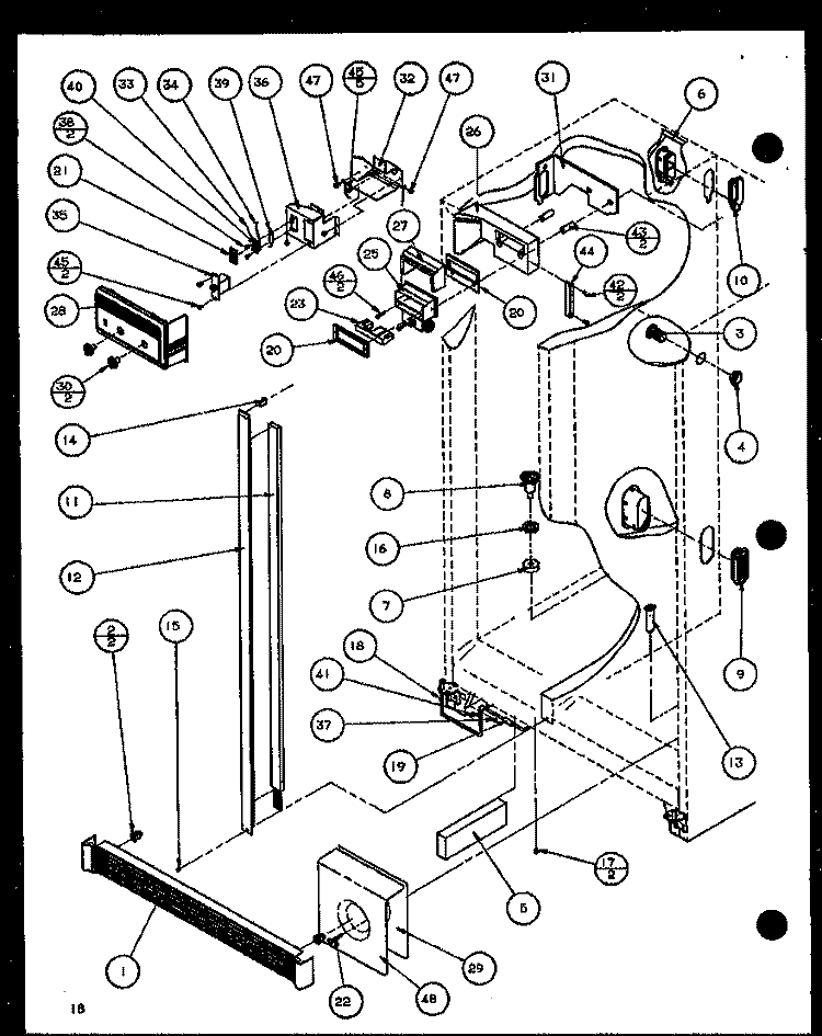 REF / FZ CONTROLS AND CABINET PART Diagram and Parts List for 36561 P1108502W Litton Refrigerator