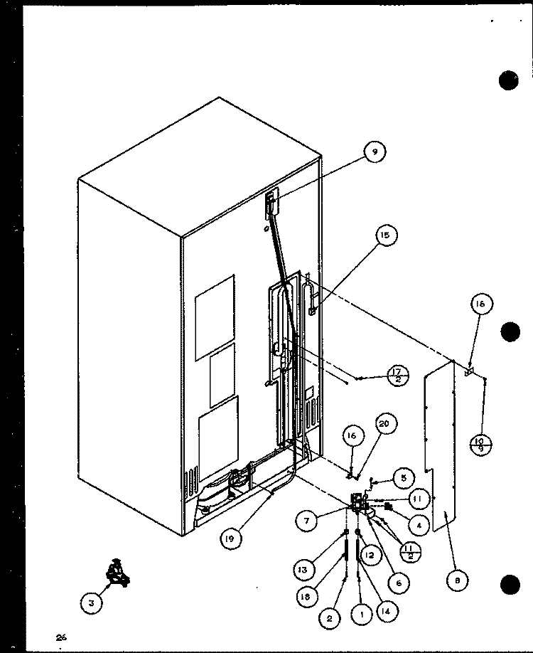 CABINET BACK Diagram and Parts List for 36561 P1108502W Litton Refrigerator