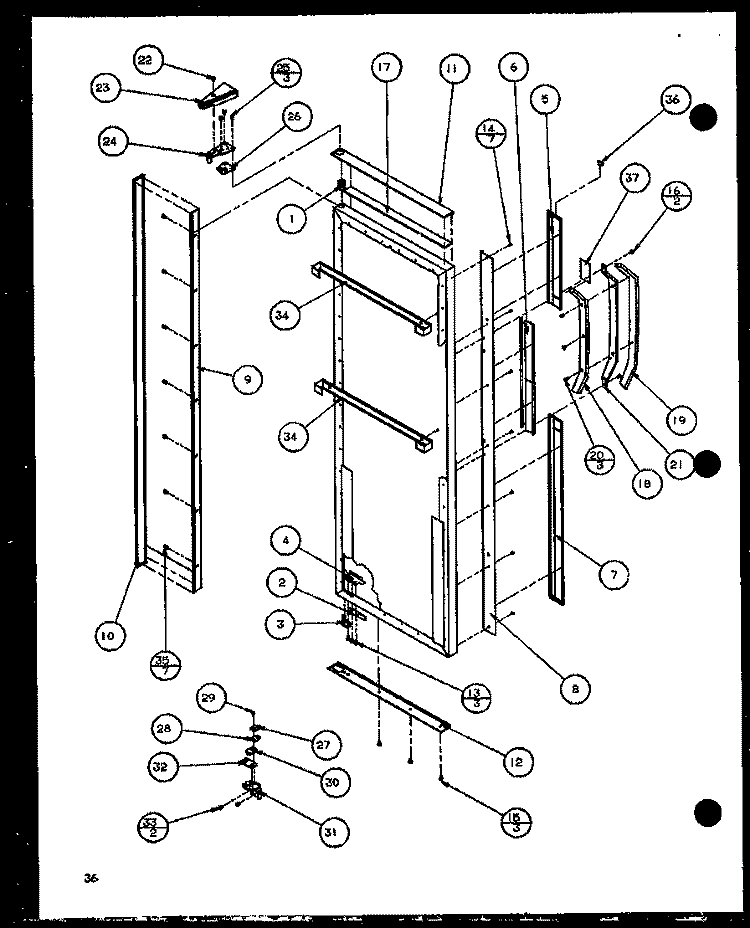 REF DOOR Diagram and Parts List for 36571 P1108506W Litton Refrigerator