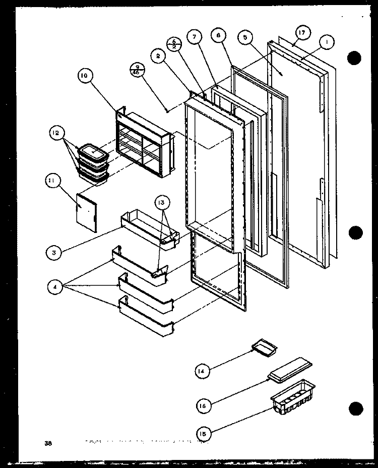 REF DOOR Diagram and Parts List for 36571 P1108506W Litton Refrigerator
