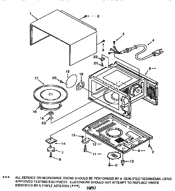 Cabinet Parts Diagram and Parts List for 56568300790  Kenmore Microwave