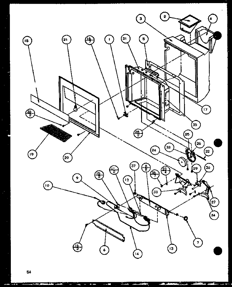 ICE AND WATER CAVITY Diagram and Parts List for 36571 P1108506W Litton Refrigerator