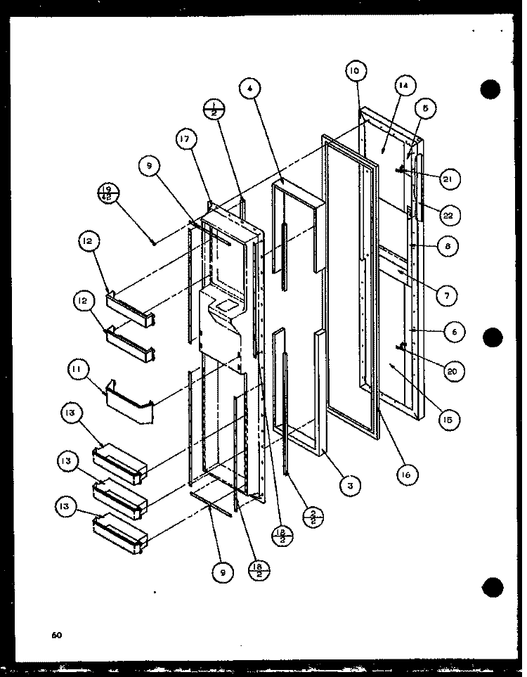 FZ DOOR Diagram and Parts List for 36261 P1108602W Kenmore Refrigerator