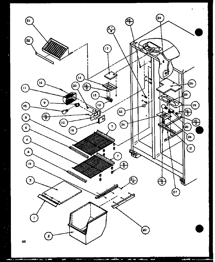 FZ SHELVING AND REF LIGHT Diagram and Parts List for 36261 P1108602W Kenmore Refrigerator
