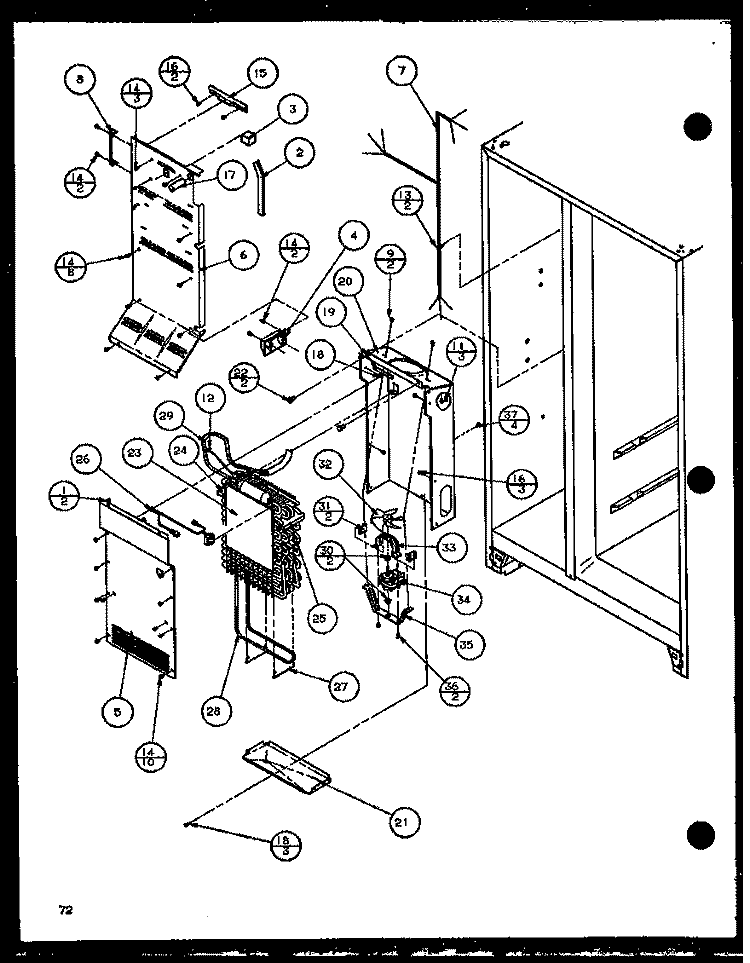 EVAP AND AIR HANDLING Diagram and Parts List for 36261 P1108602W Kenmore Refrigerator