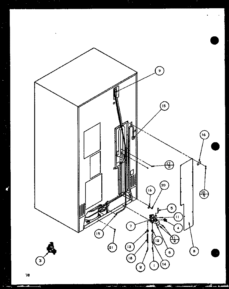 CABINET BACK Diagram and Parts List for 36261 P1108602W Kenmore Refrigerator