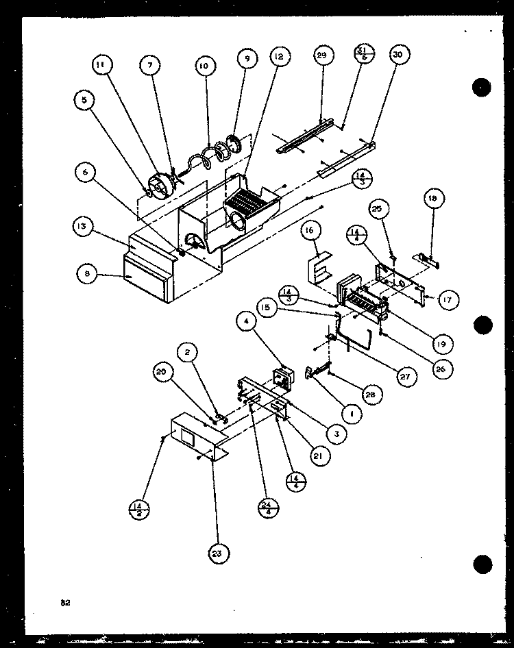 ICE BUCKET AND ICE MAKER Diagram and Parts List for 36261 P1108602W Kenmore Refrigerator
