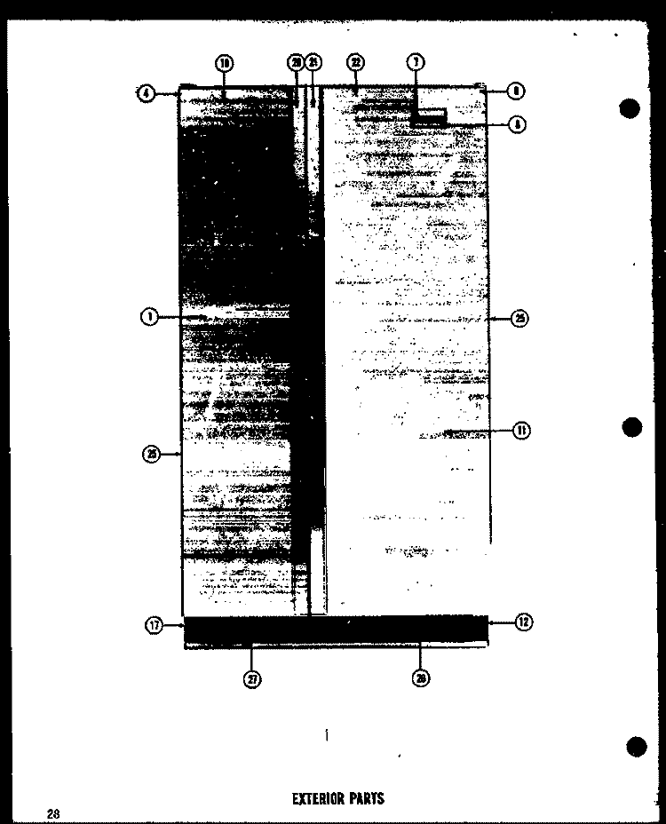 EXTERIOR PARTS Diagram and Parts List for SRI22E  Amana Refrigerator