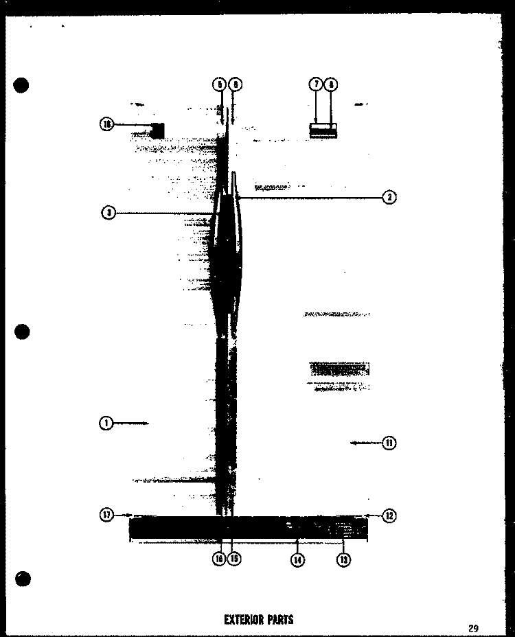 EXTERIOR PARTS Diagram and Parts List for SRI22E  Amana Refrigerator