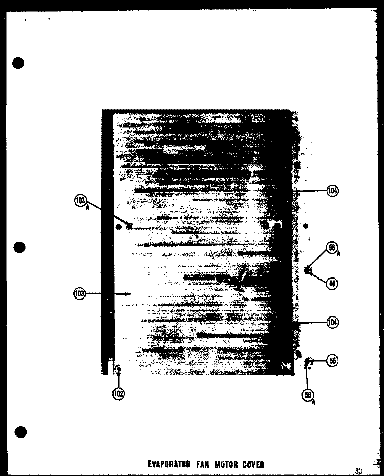 EVAP FAN MOTOR COVER Diagram and Parts List for SRI22E  Amana Refrigerator