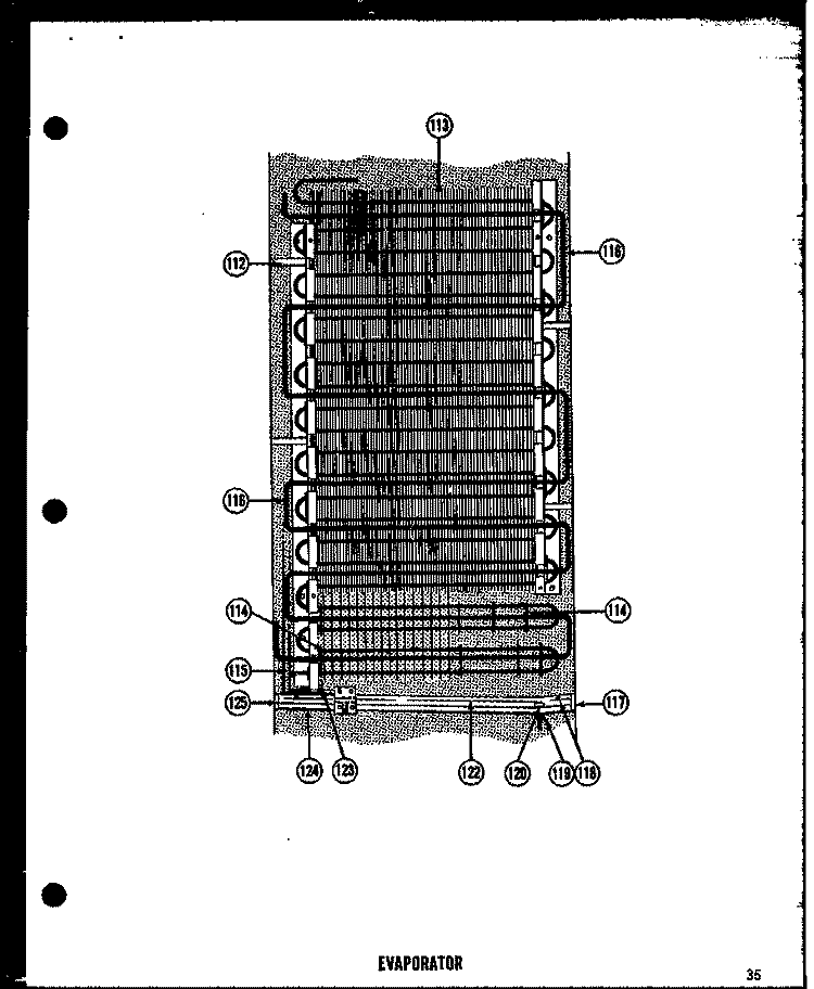 EVAP Diagram and Parts List for SRI22E  Amana Refrigerator