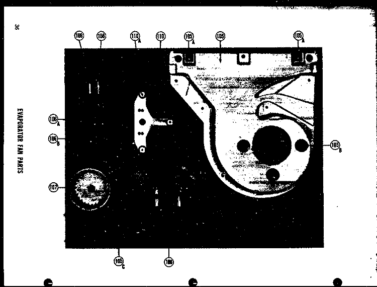 EVAP FAN PARTS Diagram and Parts List for SRI22E  Amana Refrigerator