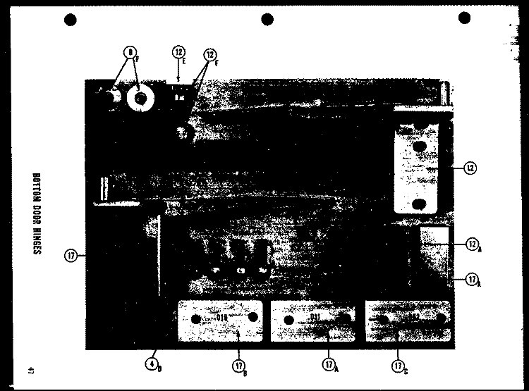 BOTTOM DOOR HINGES Diagram and Parts List for SRI22E  Amana Refrigerator