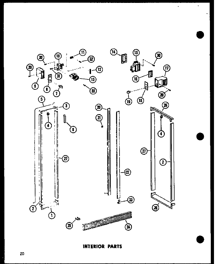 INTERIOR PARTS Diagram and Parts List for ESR22N-G P7332045W G Amana Refrigerator