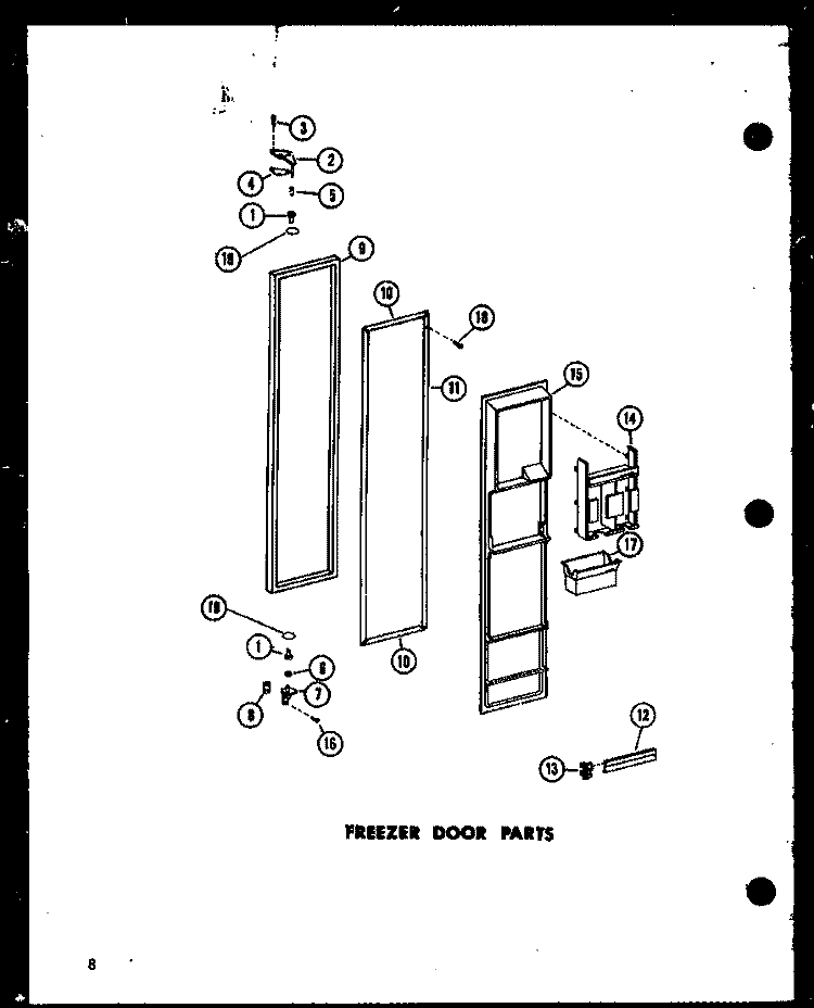 FZ DOOR PARTS Diagram and Parts List for ESR22D P7390020W Amana Refrigerator