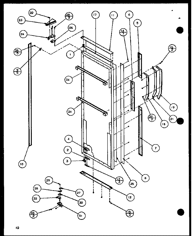REF DOOR Diagram and Parts List for SLD25J P1116501W Amana Refrigerator