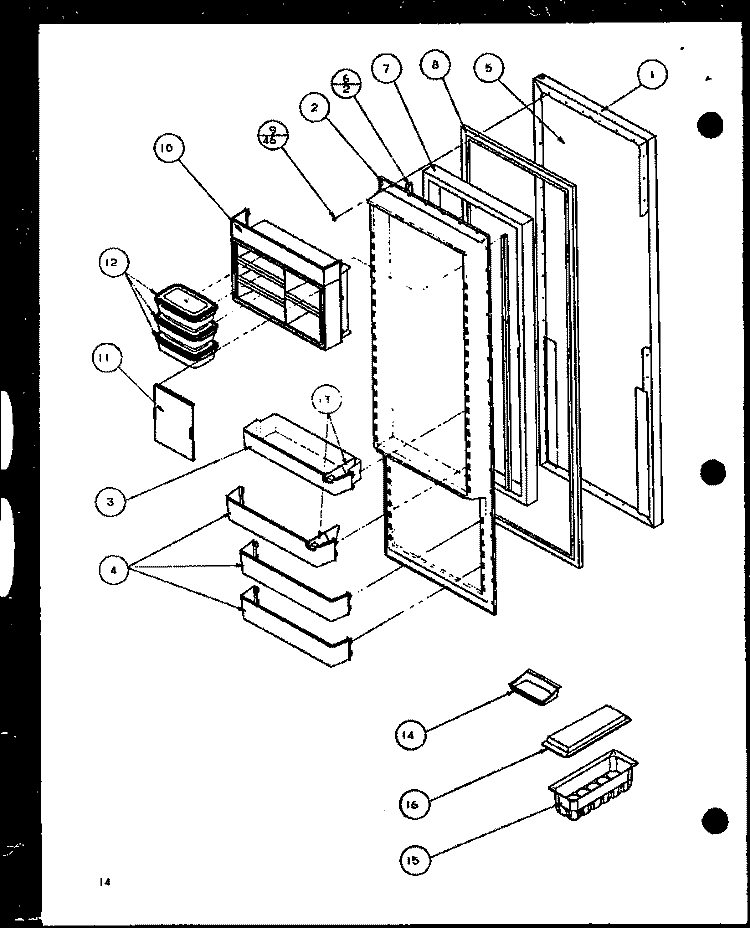 REF DOOR Diagram and Parts List for SLD25J P1116501W Amana Refrigerator