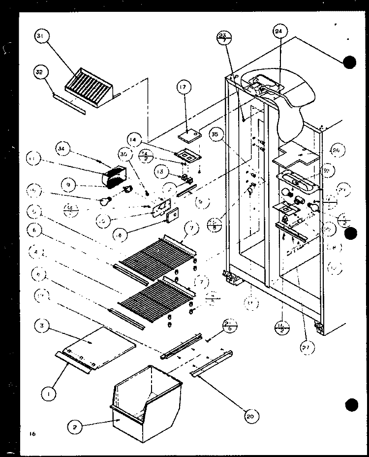 FZ SHELVING AND REF LIGHT Diagram and Parts List for SLD25J P1116501W Amana Refrigerator