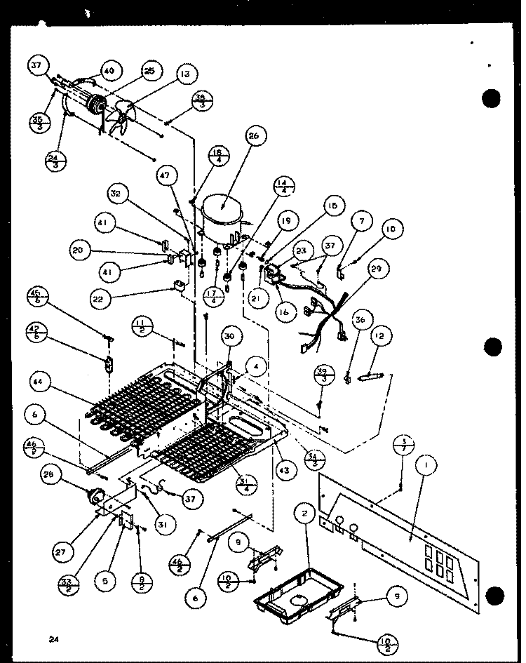 MACHINE COMPARTMENT Diagram and Parts List for SLD25J P1116501W Amana Refrigerator