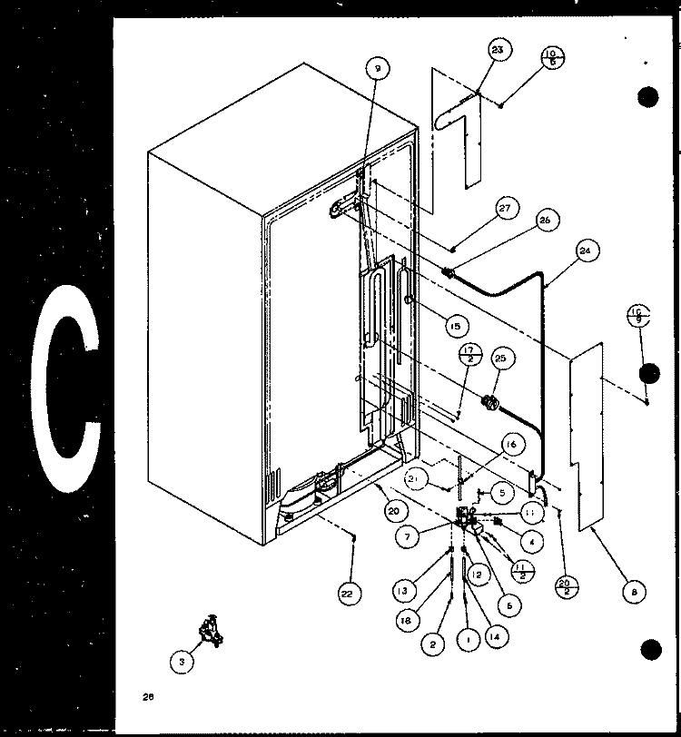 CABINET BACK Diagram and Parts List for SLD25J P1116501W Amana Refrigerator