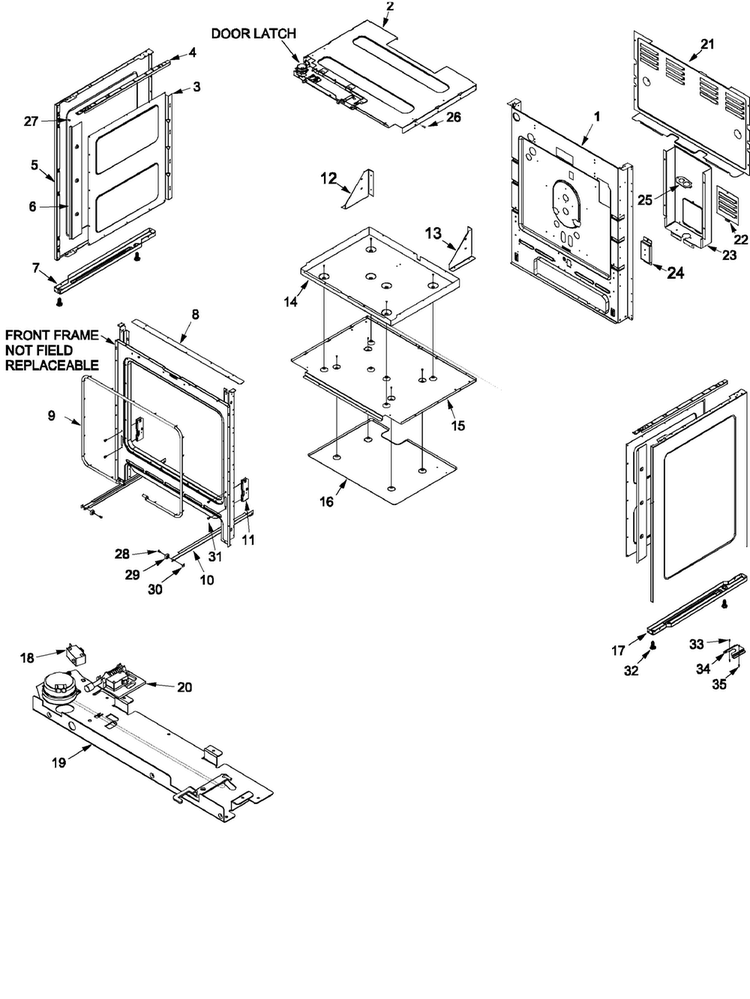 Cabinet Diagram and Parts List for DCF4205AW-PDCF4205  Amana Range