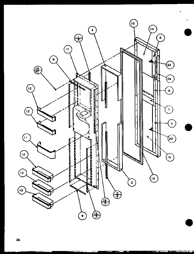 FZ DOOR Diagram and Parts List for SLD25JB P1116503W Amana Refrigerator