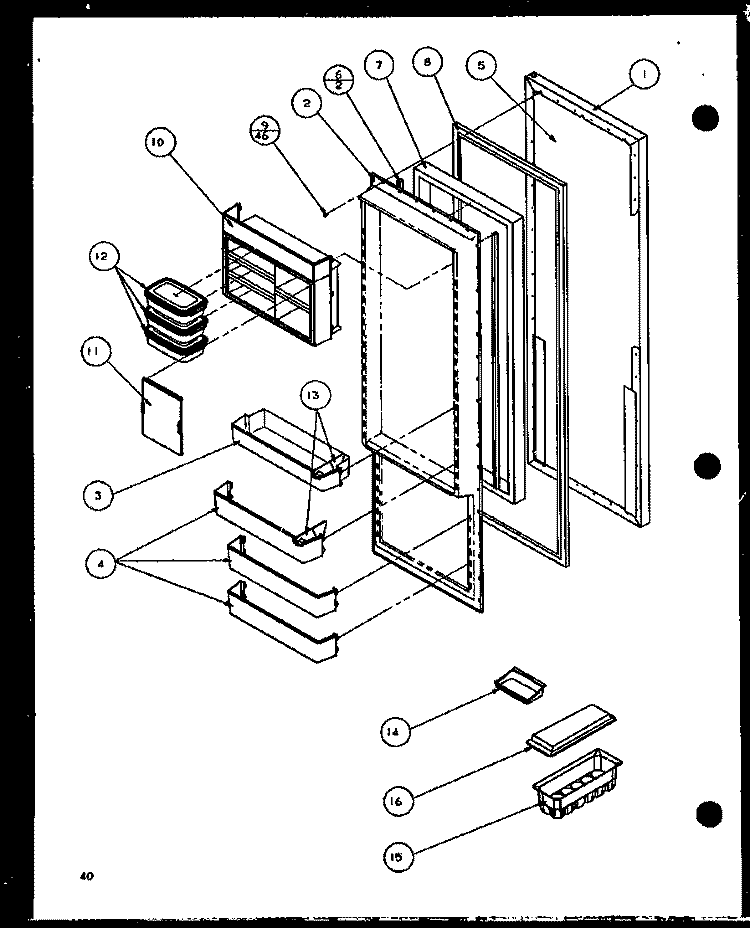 REF DOOR Diagram and Parts List for SLD25JB P1116503W Amana Refrigerator