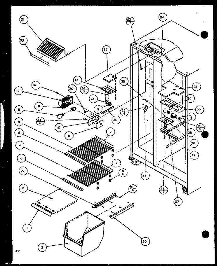 FZ SHELVING AND REF LIGHT Diagram and Parts List for SLD25JB P1116503W Amana Refrigerator