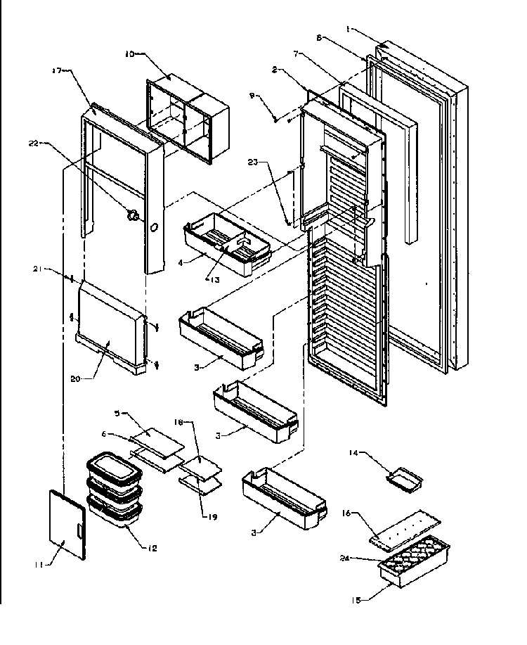 Ref Door Diagram and Parts List for SZD27NE-P1162410WE  Amana Refrigerator