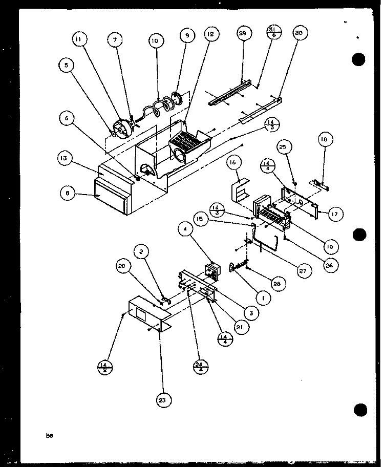 ICE BUCKET AND ICE MAKER Diagram and Parts List for SLD25JB P1116503W Amana Refrigerator