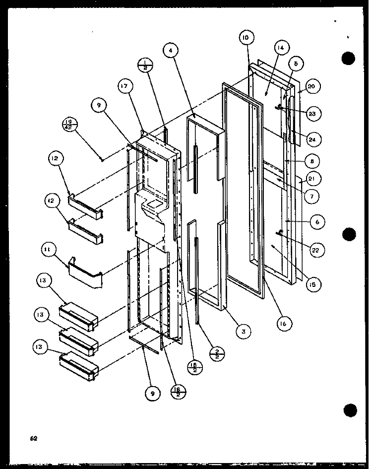 FZ DOOR Diagram and Parts List for SLD25JP P1116505W Amana Refrigerator